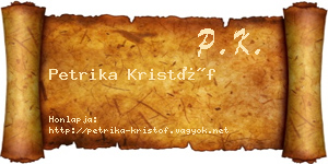 Petrika Kristóf névjegykártya